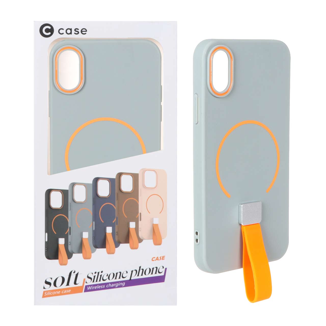1474090 قاب C Case فینگربند سیلیکونی Magsafe مدل Apple iPhone X / iPhone XS - طوسی (پک دار) - تصویر 1
