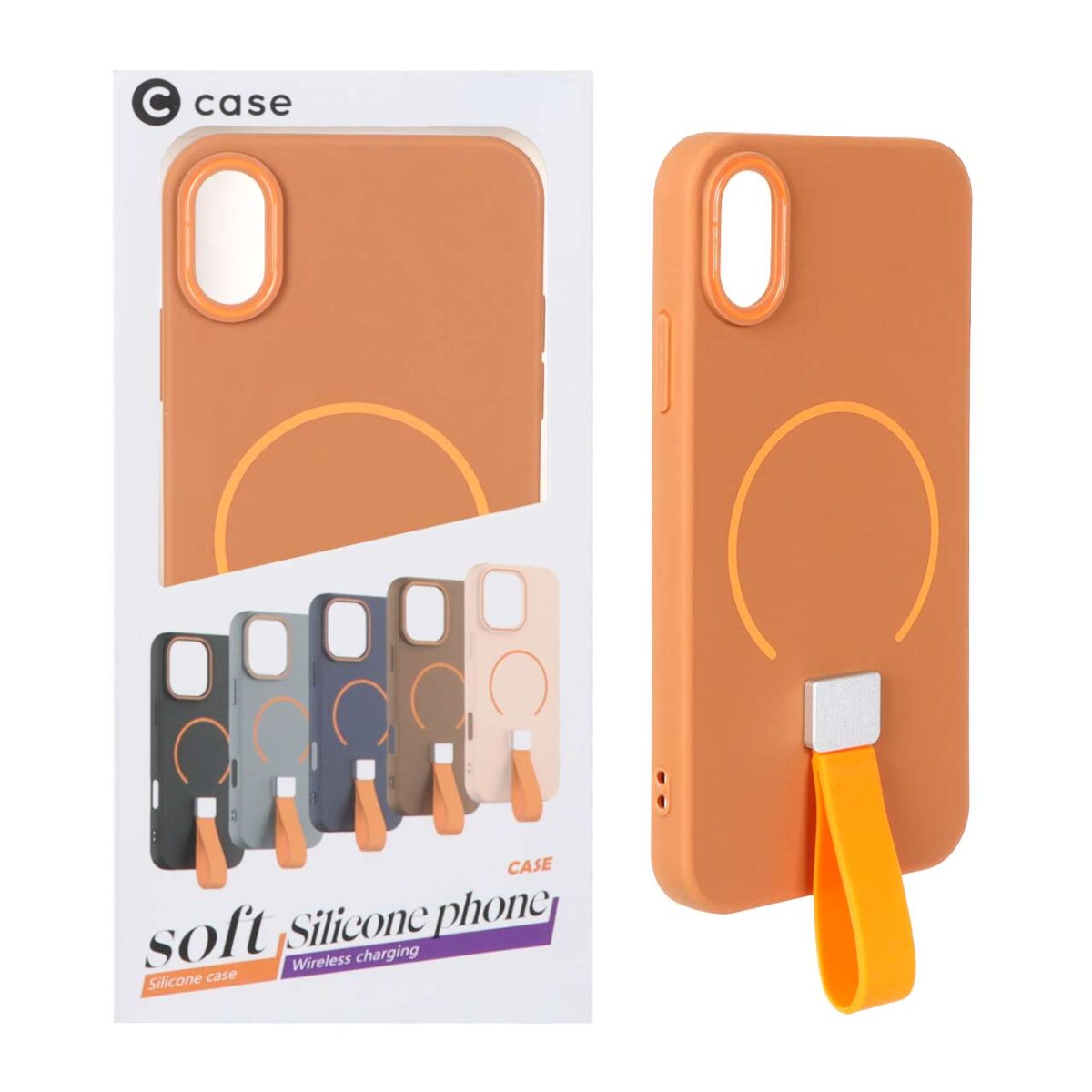 قاب C Case فینگربند سیلیکونی Magsafe مدل Apple iPhone X / iPhone XS - صحرایی (پک دار) - تصویر 1