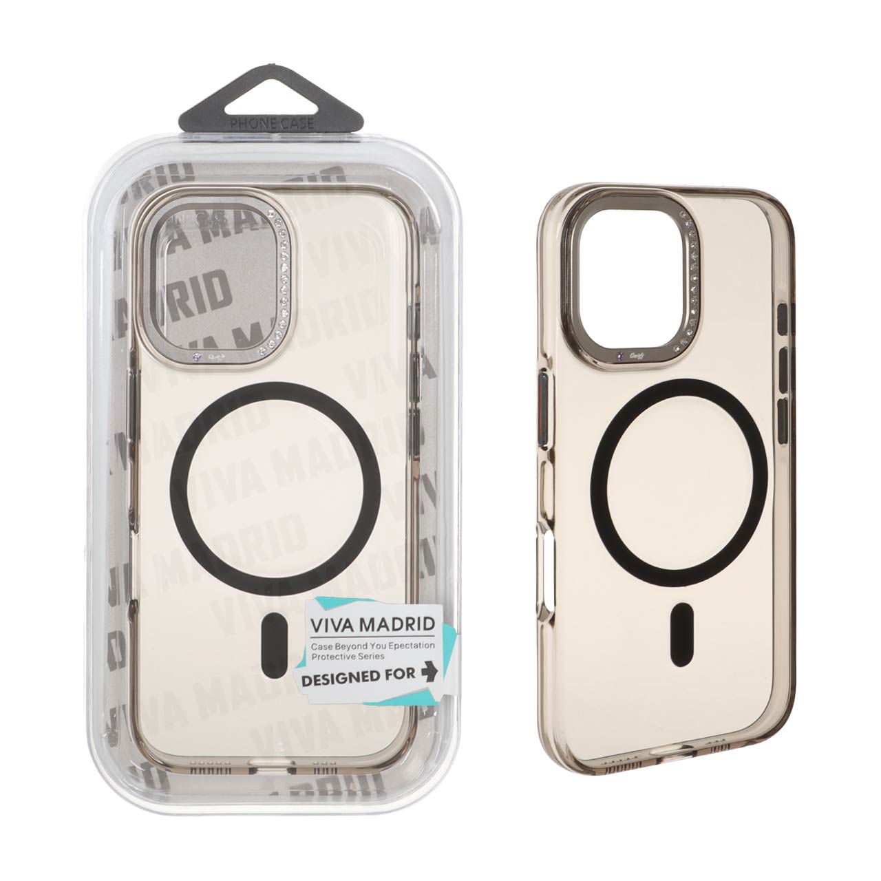 1479398 قاب اورجینال Viva Madrid پشت سخت MagSafe لنز نگین دار Apple iPhone 16 - مشکی (پک دار) - تصویر 1