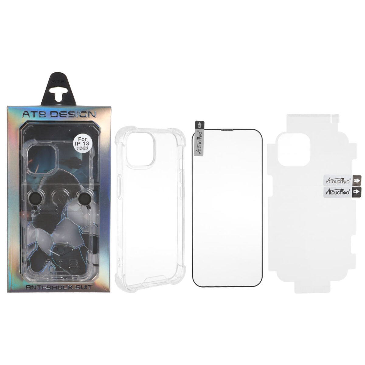 قاب ATB ایربگ دار با ست برچسب پشت و محافظ لنز و صفحه نمایش و کاردک Apple iPhone 13 / iPhone 14 (پک دار) - تصویر 1