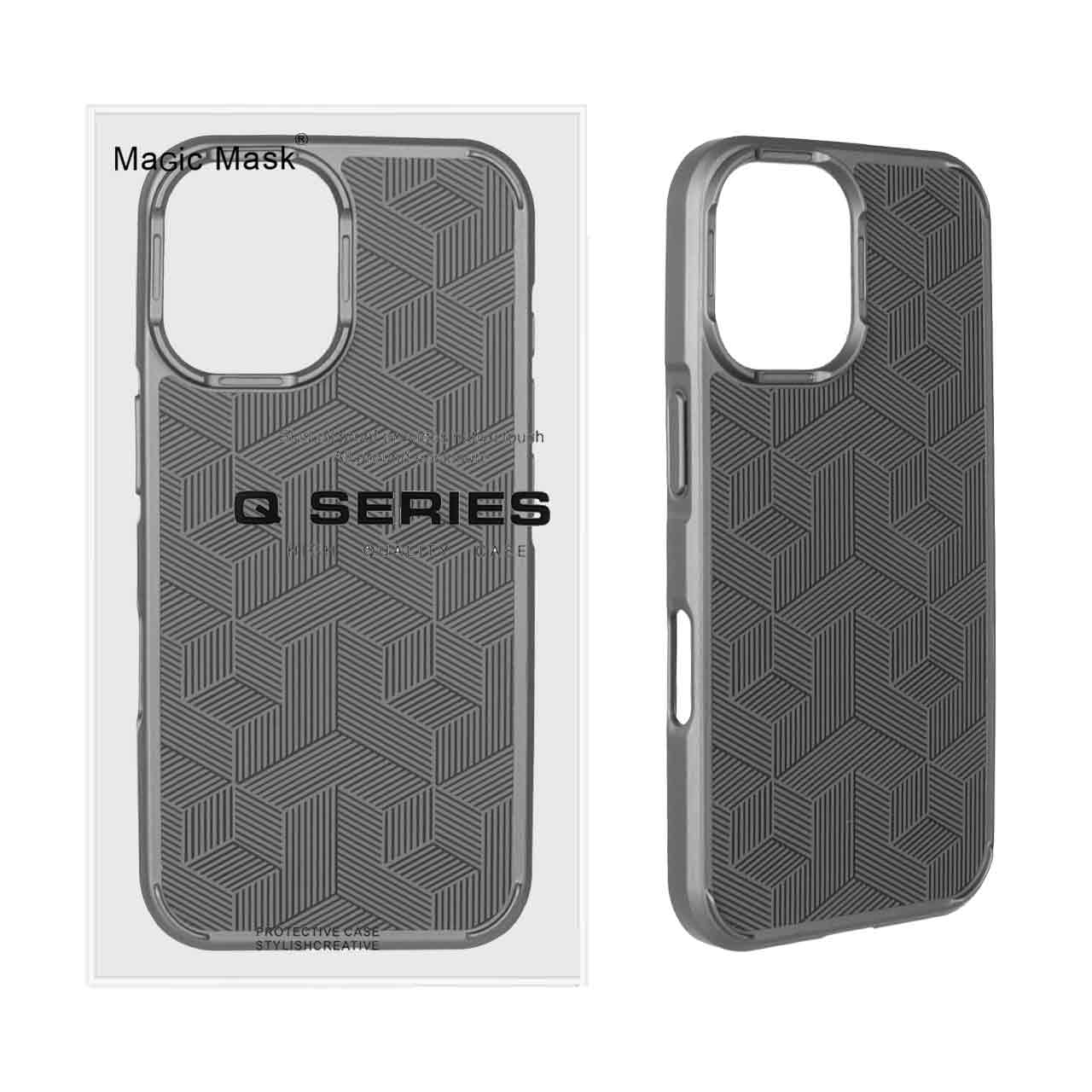 1482142 قاب اورجینال Q Series روبیک Apple iPhone 16 - خاکستری (پک دار) - تصویر 1