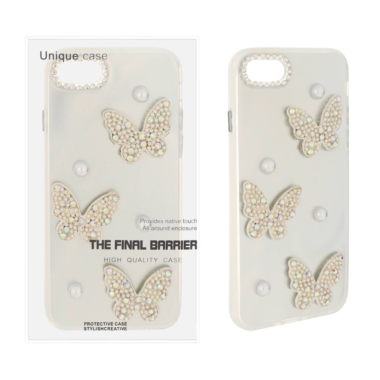 1491376 قاب پروانه ای برجسته مرواریدی نگین دار Apple iPhone 7 / iPhone 8 / iPhone SE (2020) - طرح 6 (پک دار) - تصویر 1