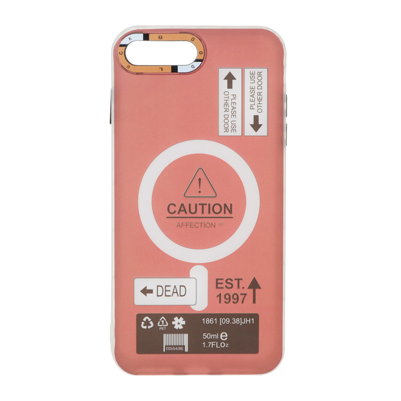 1492026 قاب Caution دور مات طرح مگ سیف Apple iPhone 7 Plus / iPhone 8 Plus - زرشکی - تصویر 1