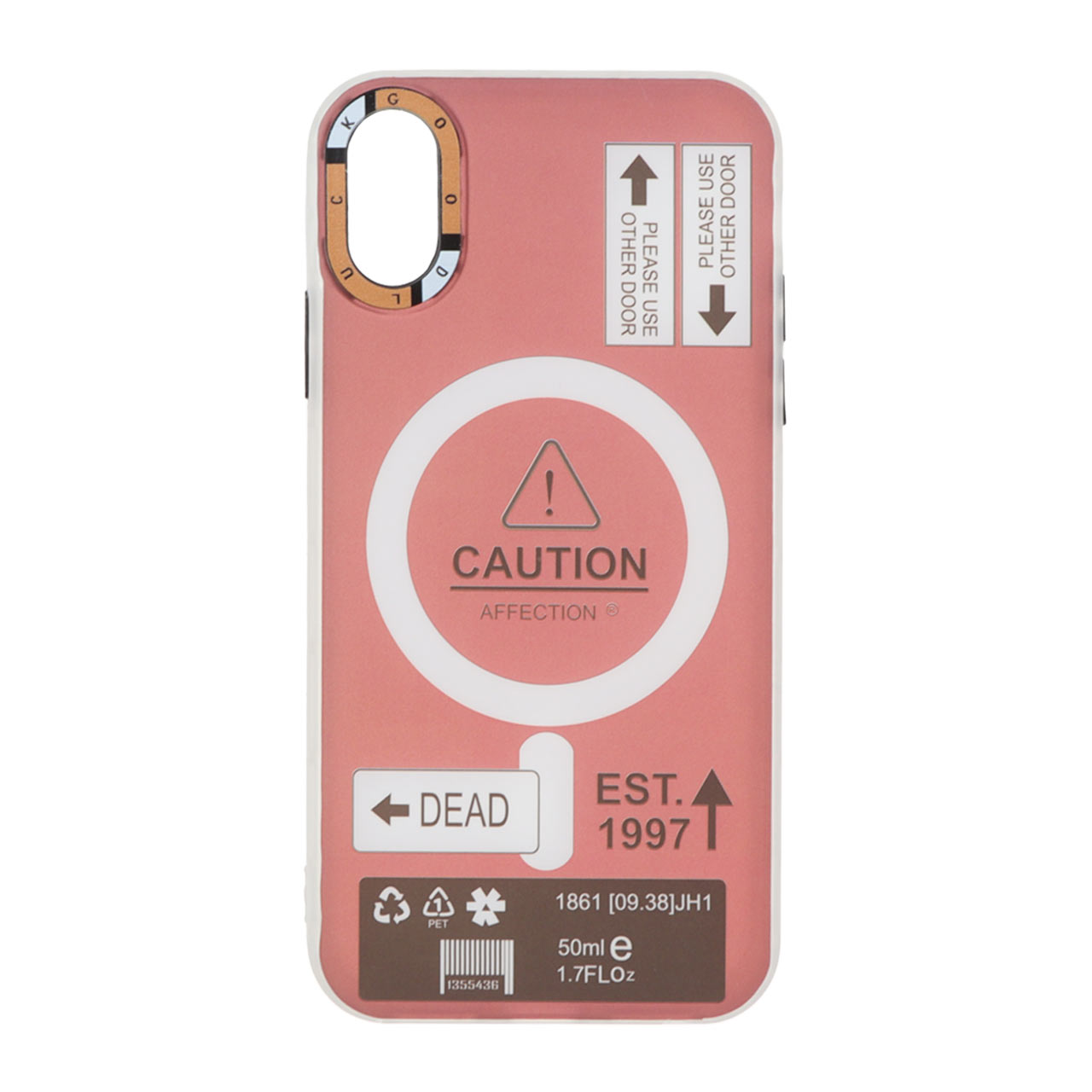 1492062 قاب Caution دور مات طرح مگ سیف Apple iPhone X / iPhone XS - زرشکی - تصویر 1