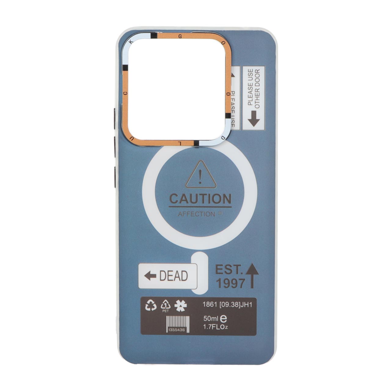 1492100 قاب Caution دور مات طرح مگ سیف Xiaomi Redmi Note 14 4G - سرمه ای - تصویر 1