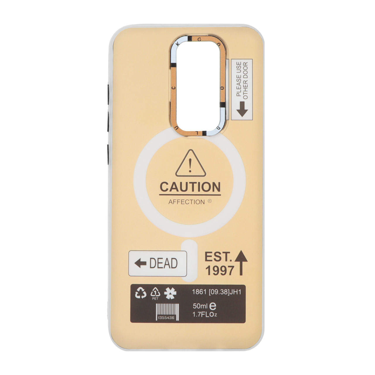 1492216 قاب Caution دور مات طرح مگ سیف Xiaomi Redmi Note 8 Pro - نسکافه ای - تصویر 1