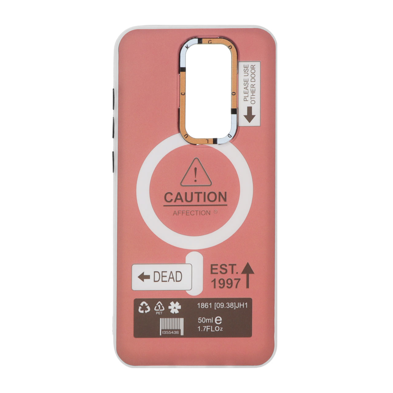1492222 قاب Caution دور مات طرح مگ سیف Xiaomi Redmi Note 8 Pro - زرشکی - تصویر 1