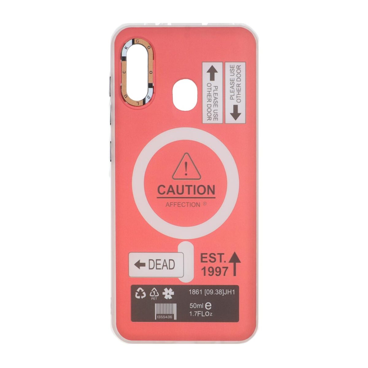 قاب Caution دور مات طرح مگ سیف Samsung Galaxy A30 / A20 - قرمز - تصویر 1