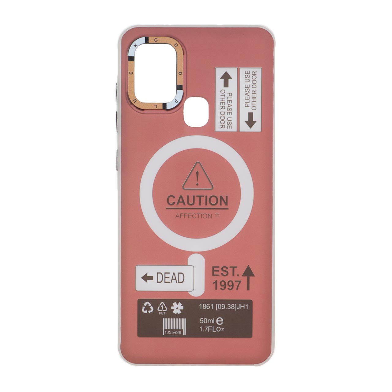 1492312 قاب Caution دور مات طرح مگ سیف Samsung Galaxy A21s - زرشکی - تصویر 1
