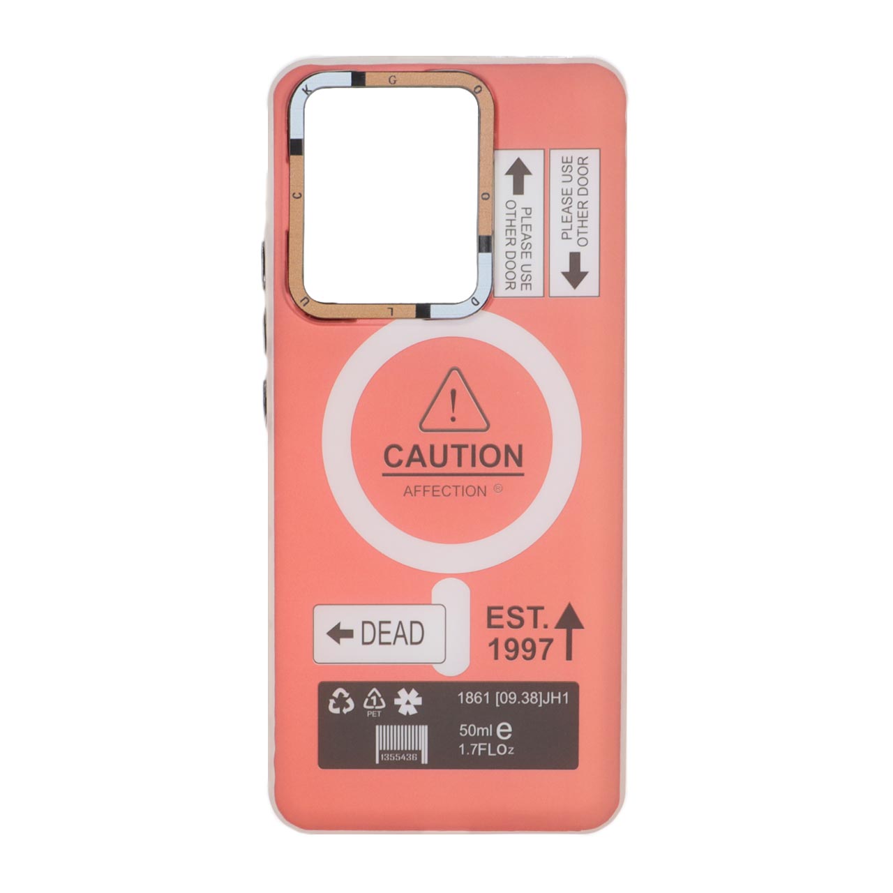 1492400 قاب Caution دور مات طرح مگ سیف Xiaomi Redmi Note 13 4G - قرمز - تصویر 1