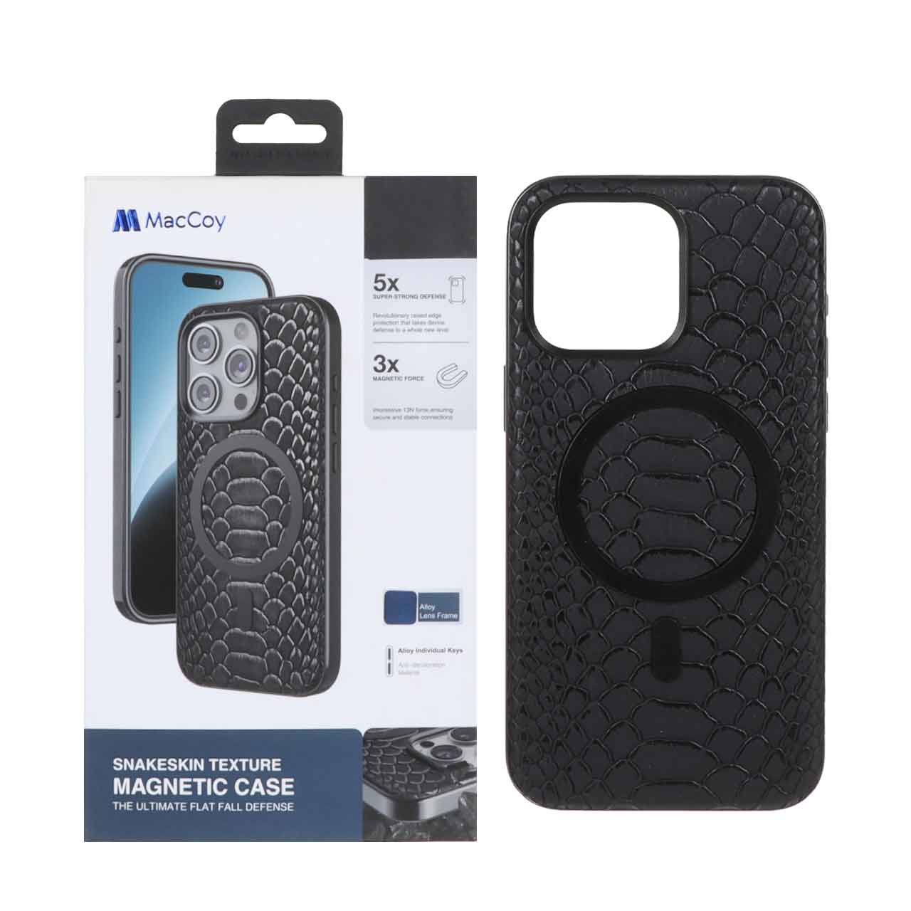 1495930 قاب اورجینال MacCoy چرمی پوست ماری MagSafe مدل Apple iPhone 15 Pro Max - مشکی (پک دار) - تصویر 1