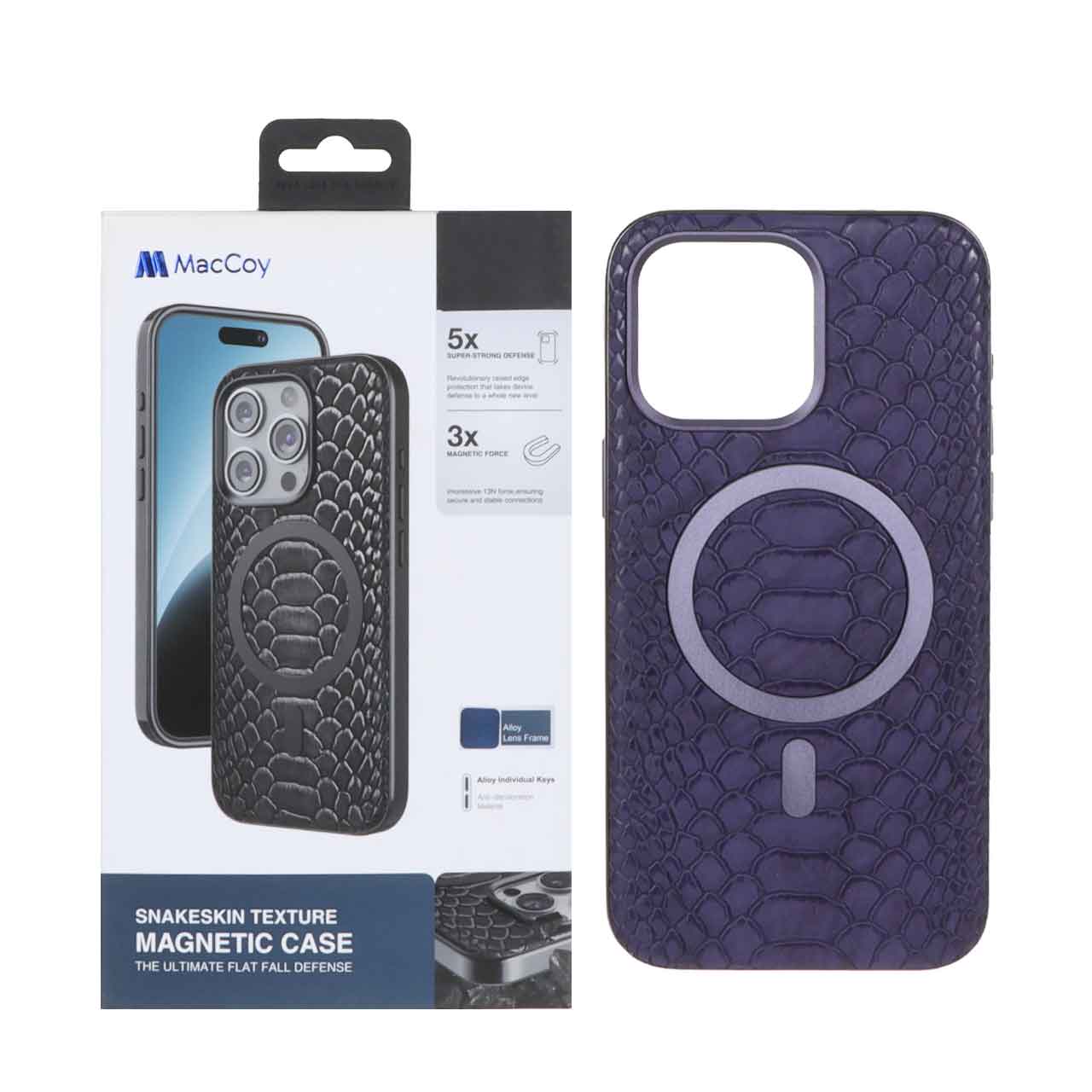 1495936 قاب اورجینال MacCoy چرمی پوست ماری MagSafe مدل Apple iPhone 15 Pro Max - بنفش (پک دار) - تصویر 1