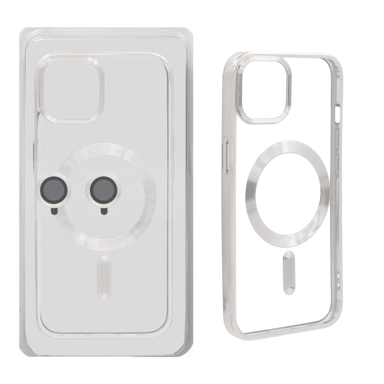 1505324 قاب اورجینال الکترواستاتیک MagSafe با ست محافظ لنز رینگی Apple iPhone 13 / iPhone 14 - نقره ای (پک دار) - تصویر 1