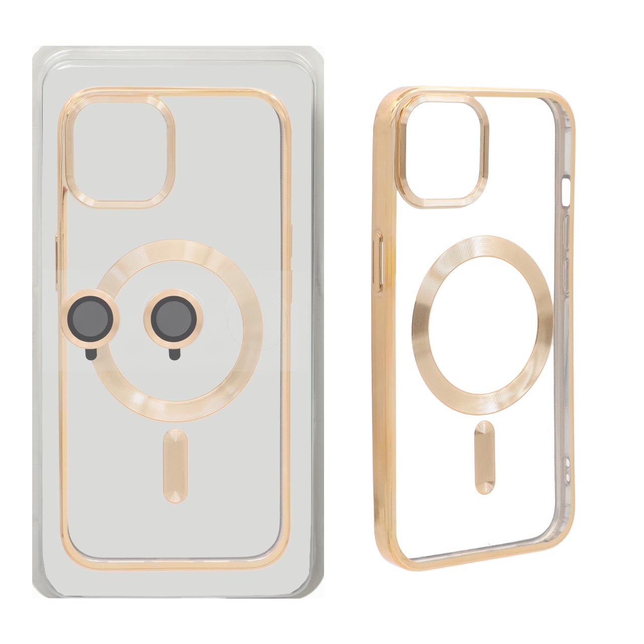 1505326 قاب اورجینال الکترواستاتیک MagSafe با ست محافظ لنز رینگی Apple iPhone 13 / iPhone 14 - طلایی (پک دار) - تصویر 1