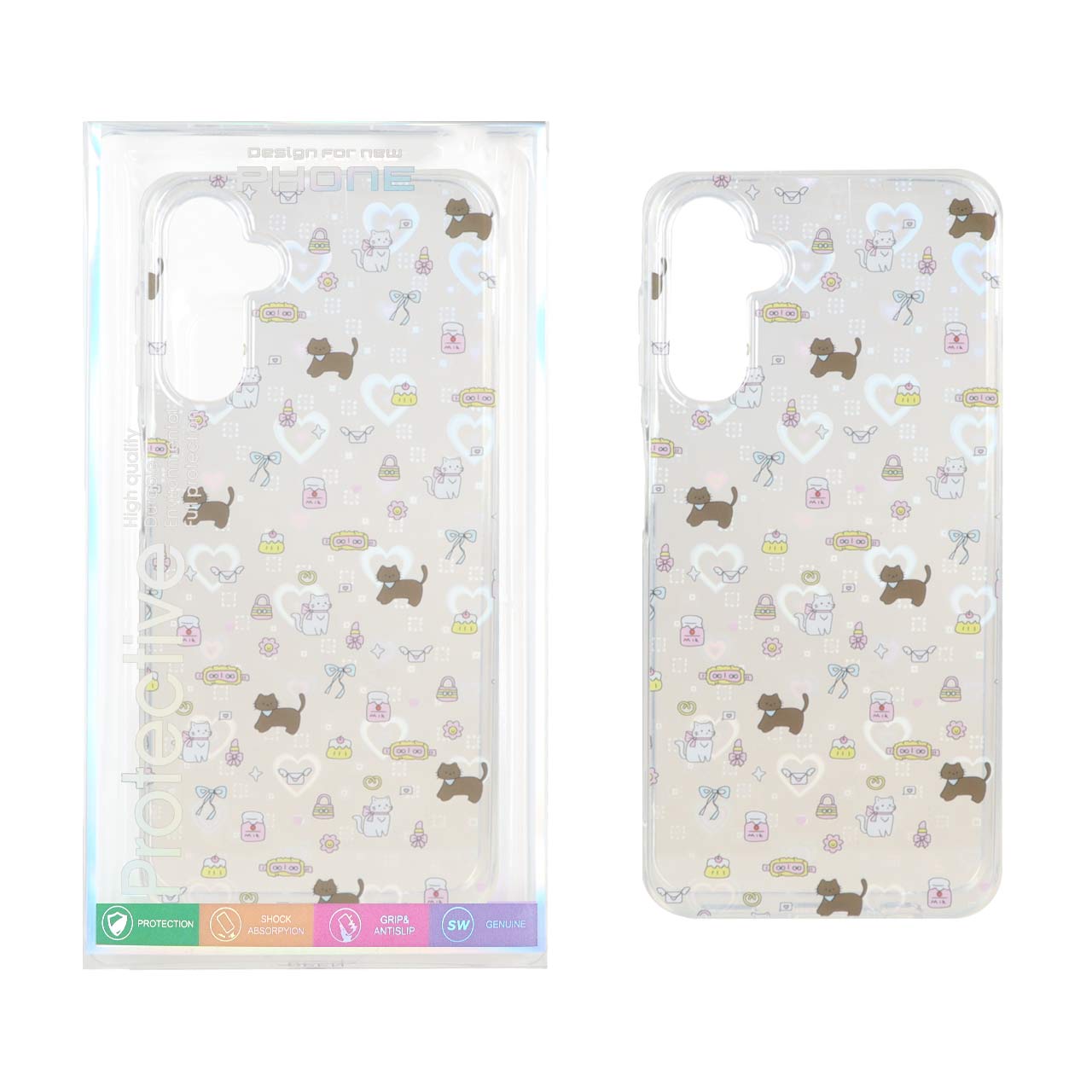 1507046 قاب هولوگرامی قلبی پشت سخت دور ژله ای Samsung Galaxy A14 - طرح 5 (پک دار) - تصویر 1