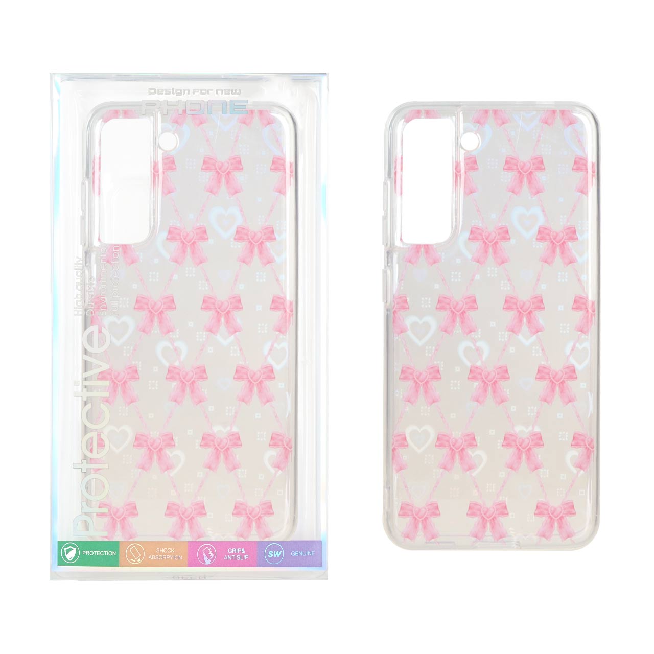 1507048 قاب هولوگرامی قلبی پشت سخت دور ژله ای Samsung Galaxy S21 FE - طرح 6 (پک دار) - تصویر 1