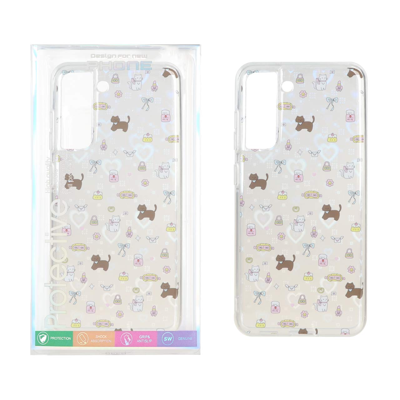 1507052 قاب هولوگرامی قلبی پشت سخت دور ژله ای Samsung Galaxy S21 FE - طرح 8 (پک دار) - تصویر 1