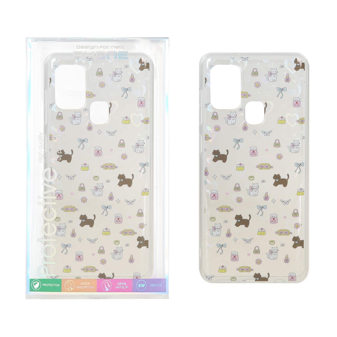 1507112 قاب هولوگرامی قلبی پشت سخت دور ژله ای Samsung Galaxy A21s - طرح 38 (پک دار) - تصویر 1