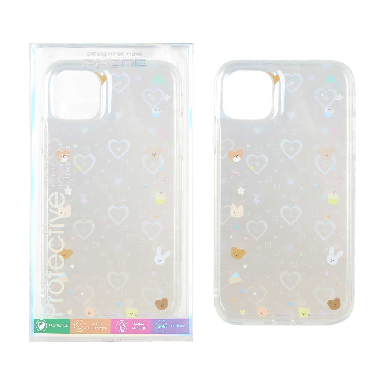 1507190 قاب هولوگرامی قلبی پشت سخت دور ژله ای Apple iPhone 11 - طرح 77 (پک دار) - تصویر 1