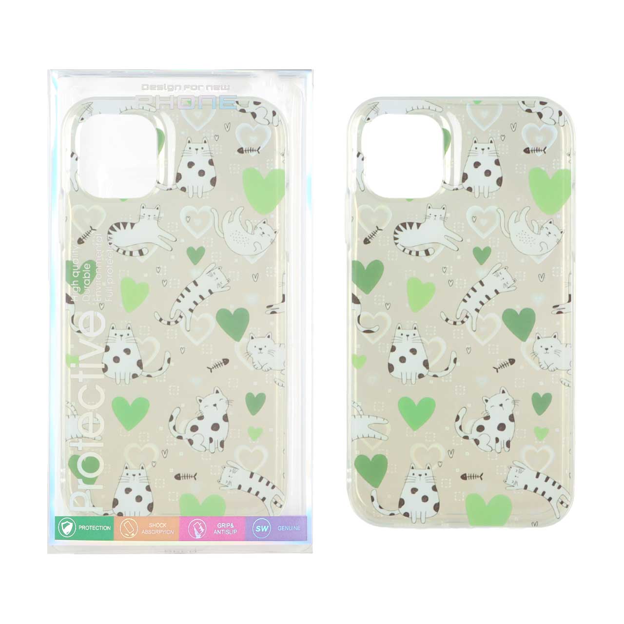 1507196 قاب هولوگرامی قلبی پشت سخت دور ژله ای Apple iPhone 11 - طرح 80 (پک دار) - تصویر 1