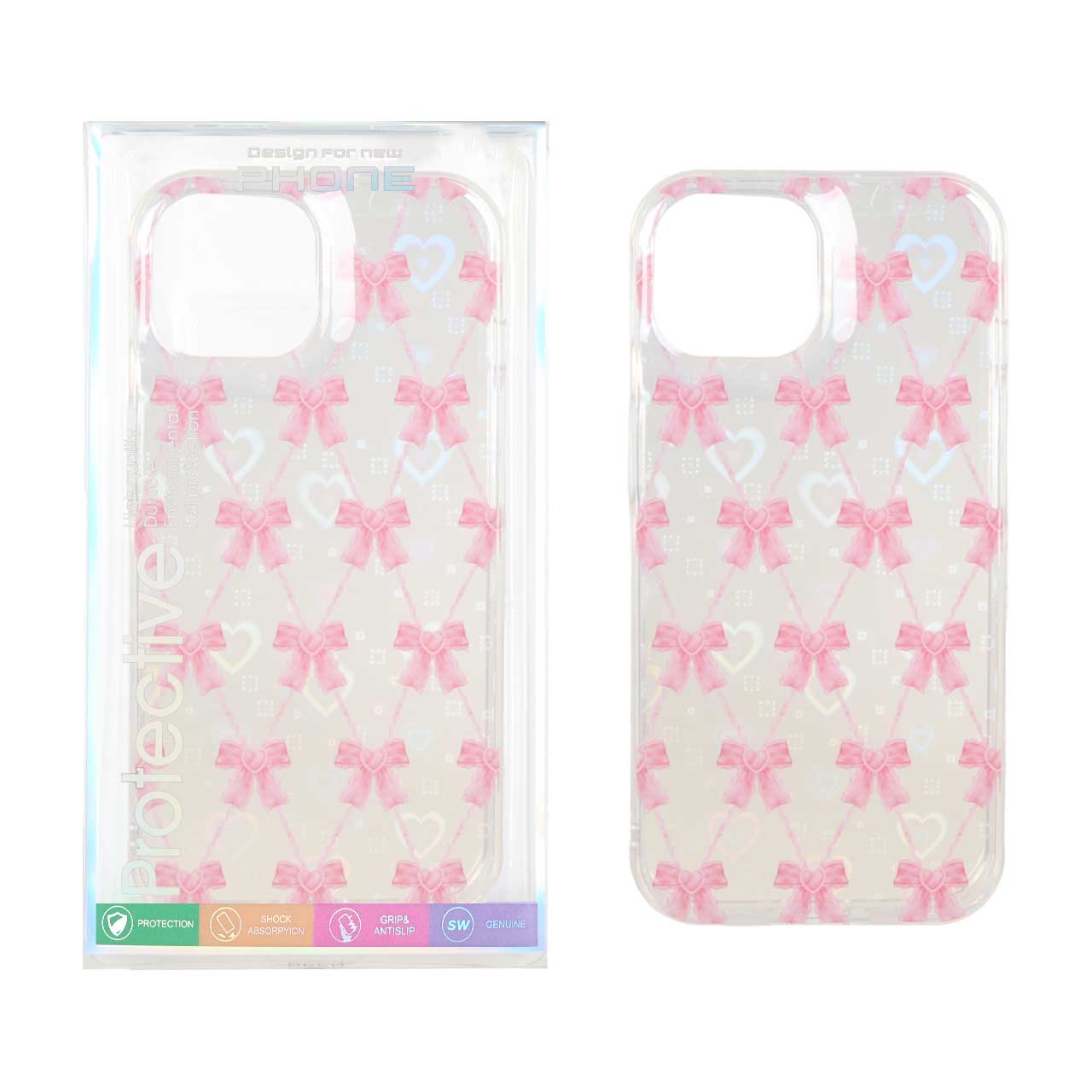 1507208 قاب هولوگرامی قلبی پشت سخت دور ژله ای Apple iPhone 15 / iPhone 14 / iPhone 13 - طرح 86 (پک دار) - تصویر 1