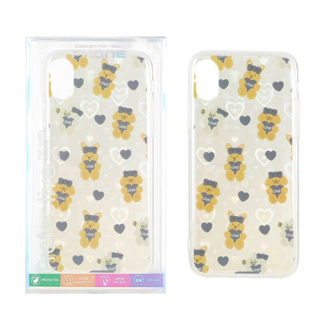 1507238 قاب هولوگرامی قلبی پشت سخت دور ژله ای Apple iPhone X / iPhone XS - طرح 101 (پک دار) - تصویر 1