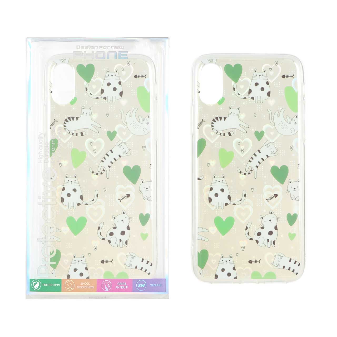 1507240 قاب هولوگرامی قلبی پشت سخت دور ژله ای Apple iPhone X / iPhone XS - طرح 102 (پک دار) - تصویر 1