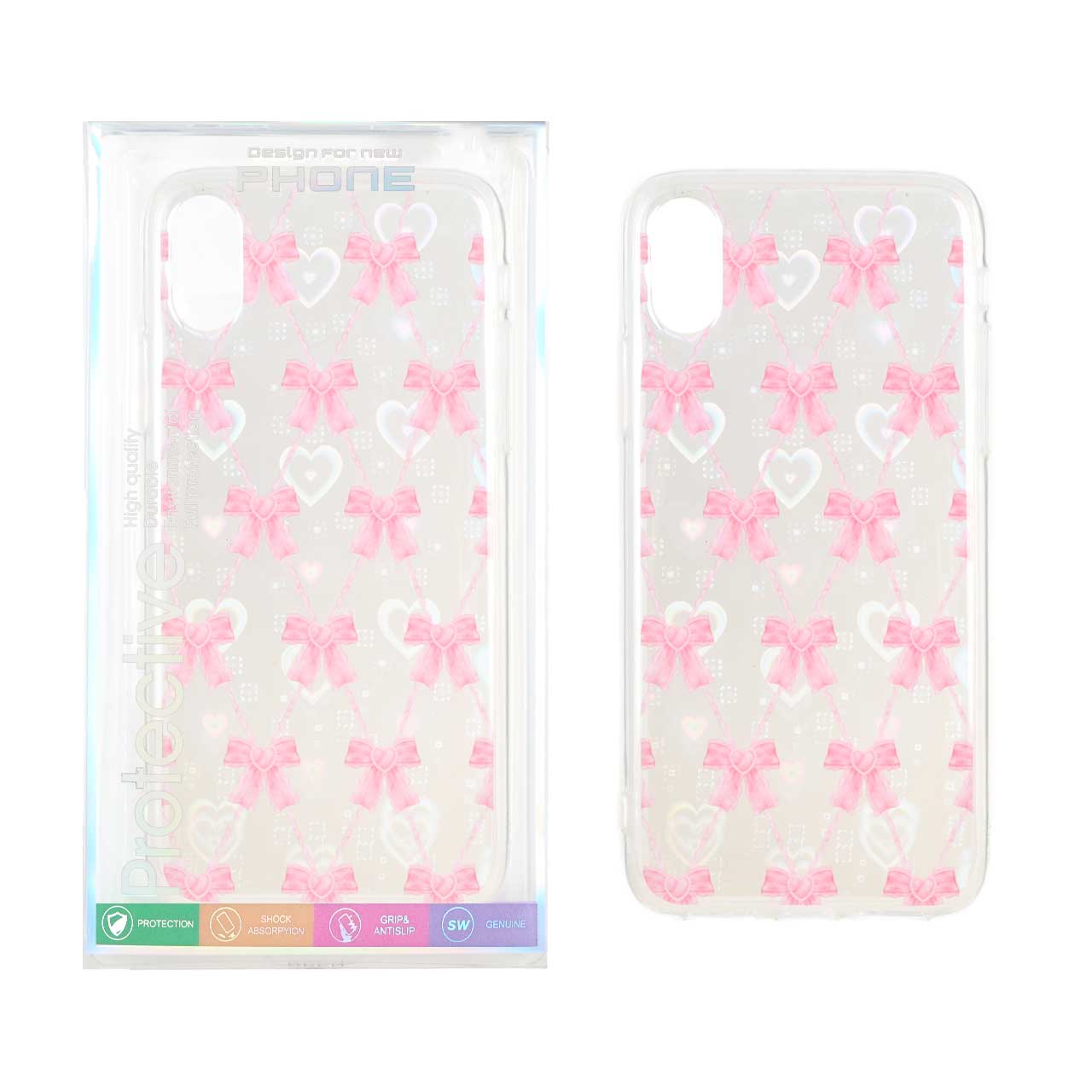 1507242 قاب هولوگرامی قلبی پشت سخت دور ژله ای Apple iPhone X / iPhone XS - طرح 103 (پک دار) - تصویر 1