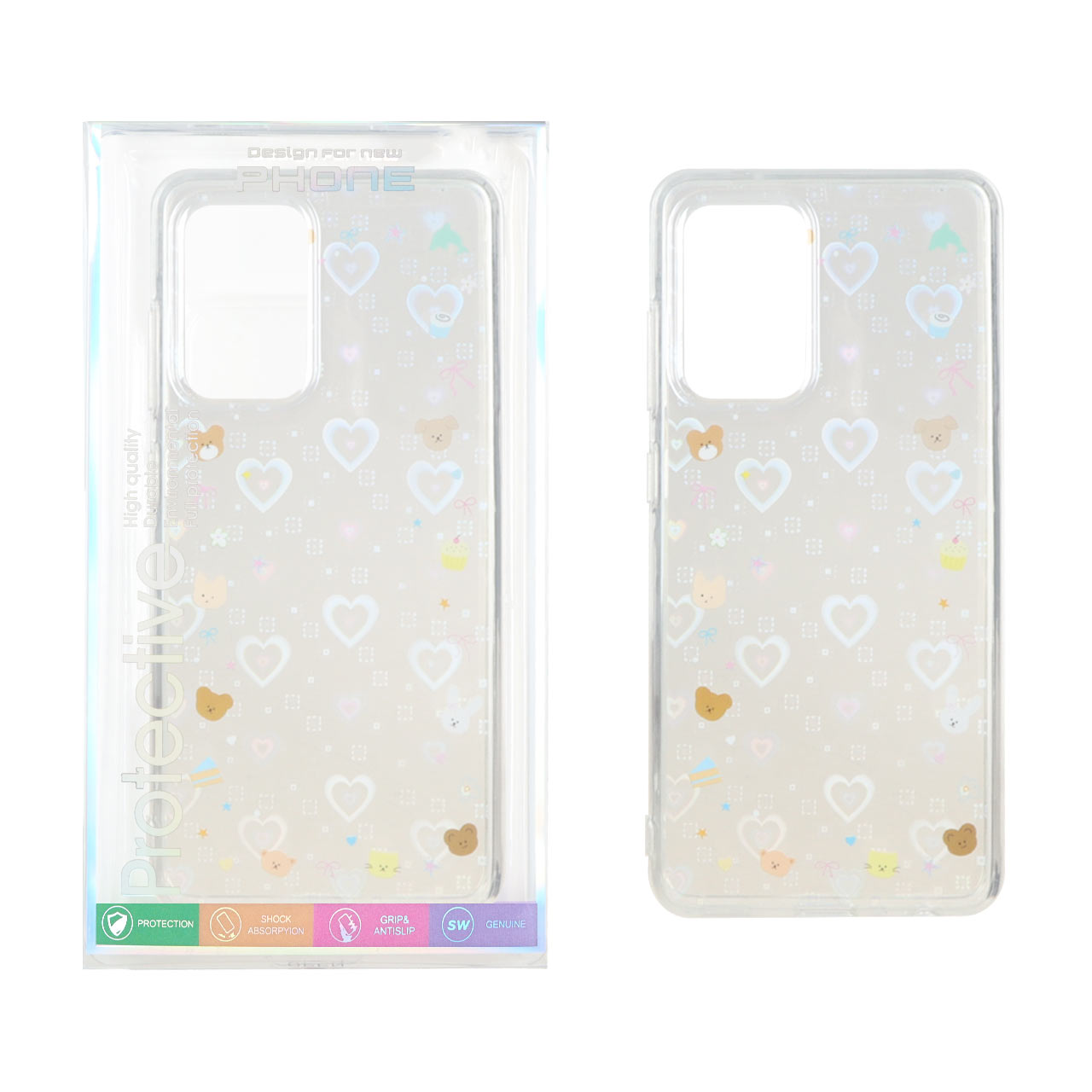 1507258 قاب هولوگرامی قلبی پشت سخت دور ژله ای Samsung Galaxy A52 / A52s - طرح 111 (پک دار) - تصویر 1
