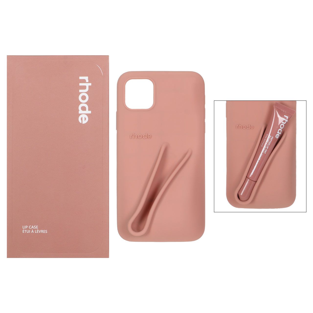 1507436 قاب سیلیکونی پاک کنی اورجینال rhode با ست لیپ گلاس Apple iPhone 11 Pro Max - کرم نارنجی (پک دار) - تصویر 1