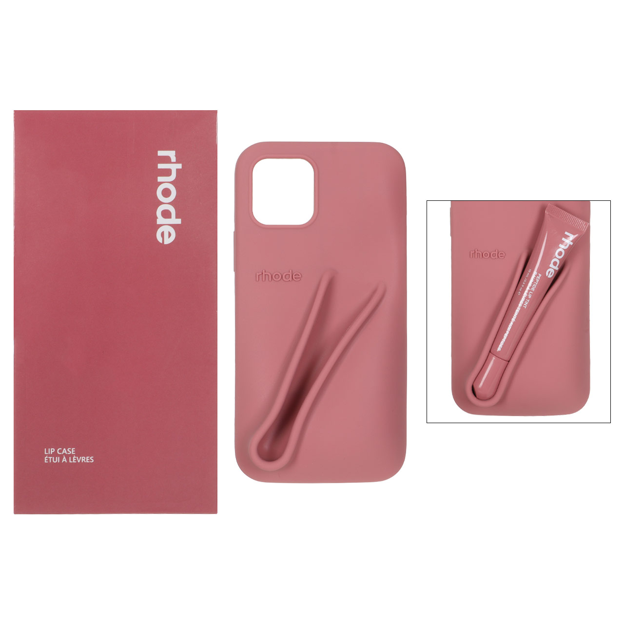 1507468 قاب سیلیکونی پاک کنی اورجینال rhode با ست لیپ گلاس Apple iPhone 12 Pro / iPhone 12 - کالباسی (پک دار) - تصویر 1