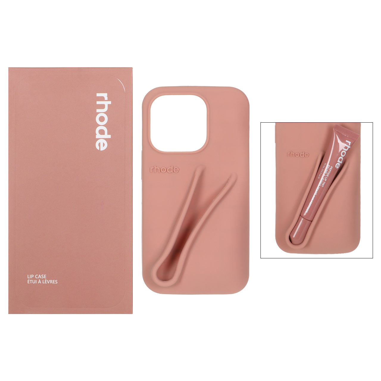 1507500 قاب سیلیکونی پاک کنی اورجینال rhode با ست لیپ گلاس Apple iPhone 13 Pro - کرم نارنجی (پک دار) - تصویر 1