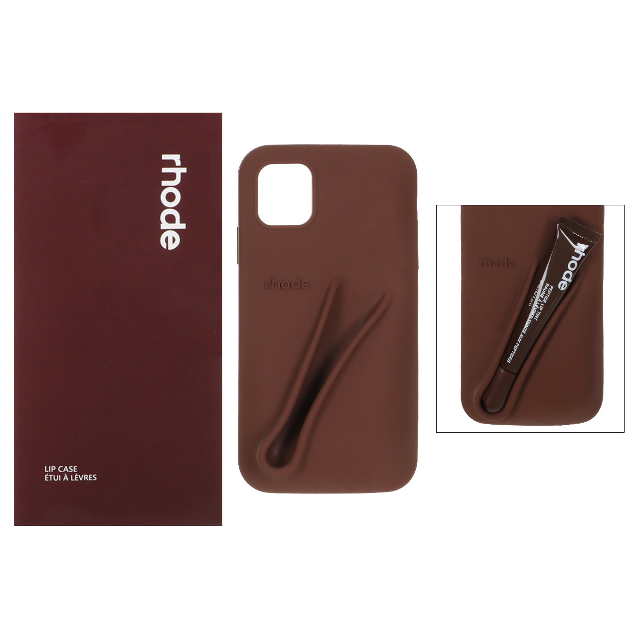 1507544 قاب سیلیکونی پاک کنی اورجینال rhode با ست لیپ گلاس Apple iPhone 11 - قهوه ای (پک دار) - تصویر 1