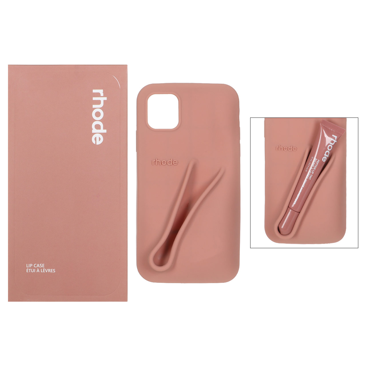 1507556 قاب سیلیکونی پاک کنی اورجینال rhode با ست لیپ گلاس Apple iPhone 11 - کرم نارنجی (پک دار) - تصویر 1