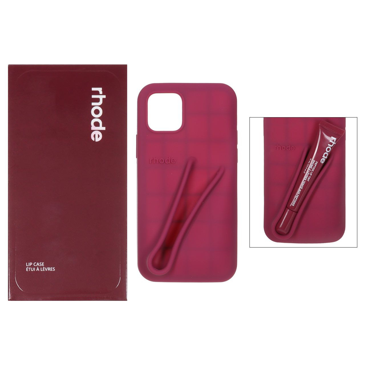 1507560 قاب سیلیکونی پاک کنی اورجینال rhode با ست لیپ گلاس Apple iPhone 11 Pro - آلبالویی (پک دار) - تصویر 1