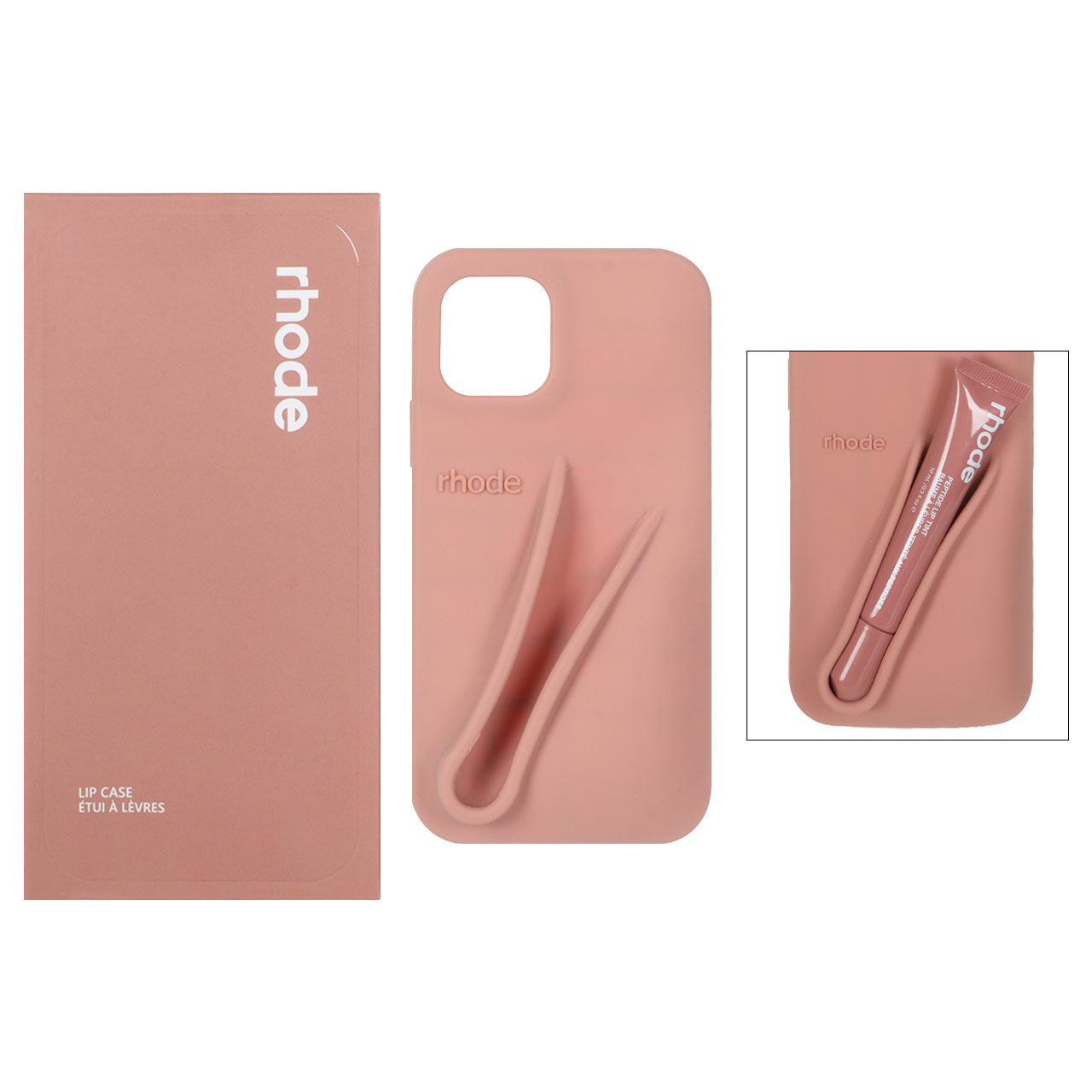 1507884 قاب سیلیکونی پاک کنی اورجینال rhode با ست لیپ گلاس Apple iPhone 11 Pro - کرم نارنجی (پک دار) - تصویر 1