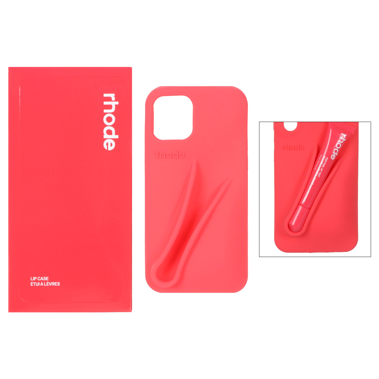 1508138 قاب سیلیکونی پاک کنی اورجینال rhode با ست لیپ گلاس Apple iPhone 12 Pro / iPhone 12 - قرمز (پک دار) - تصویر 1