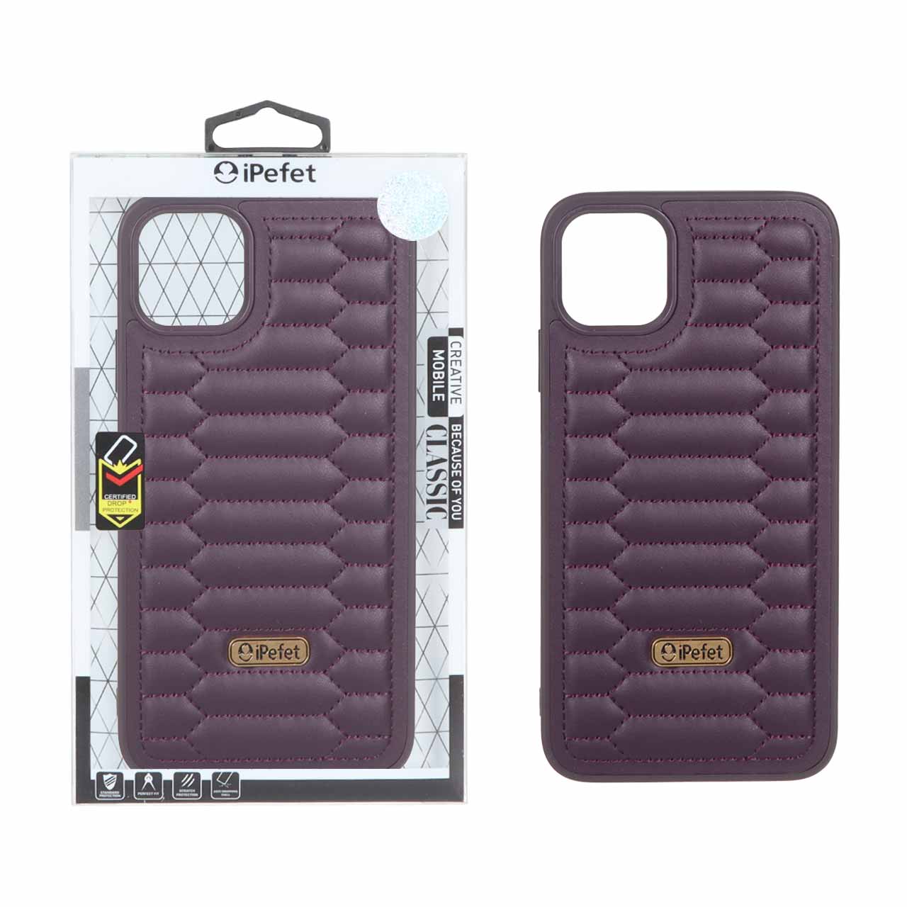 1508294 قاب ipefet چرمی دوخت دار Apple iPhone 11 Pro Max - بنفش (پک دار) - تصویر 1