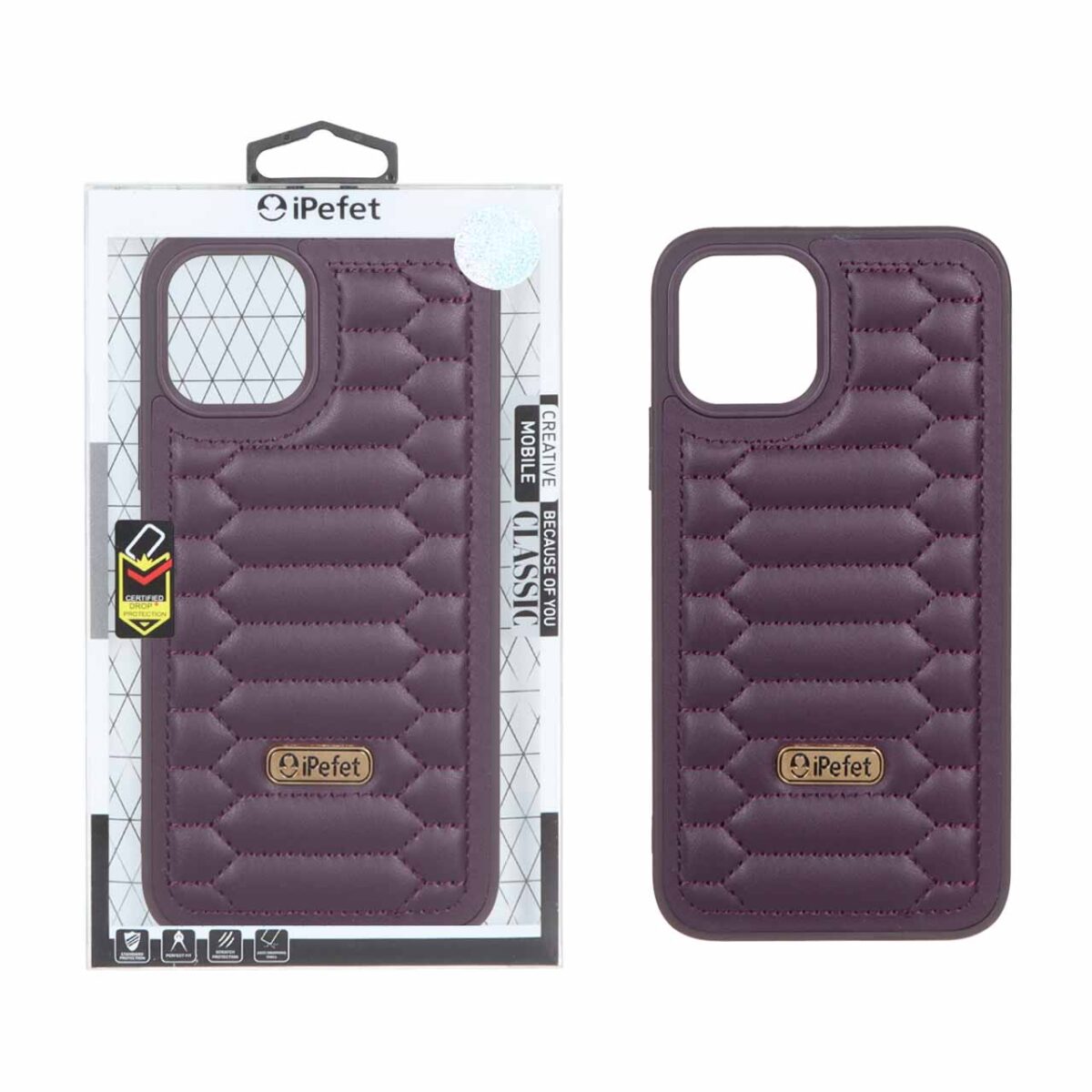 قاب ipefet چرمی دوخت دار Apple iPhone 11 Pro - بنفش (پک دار) - تصویر 1