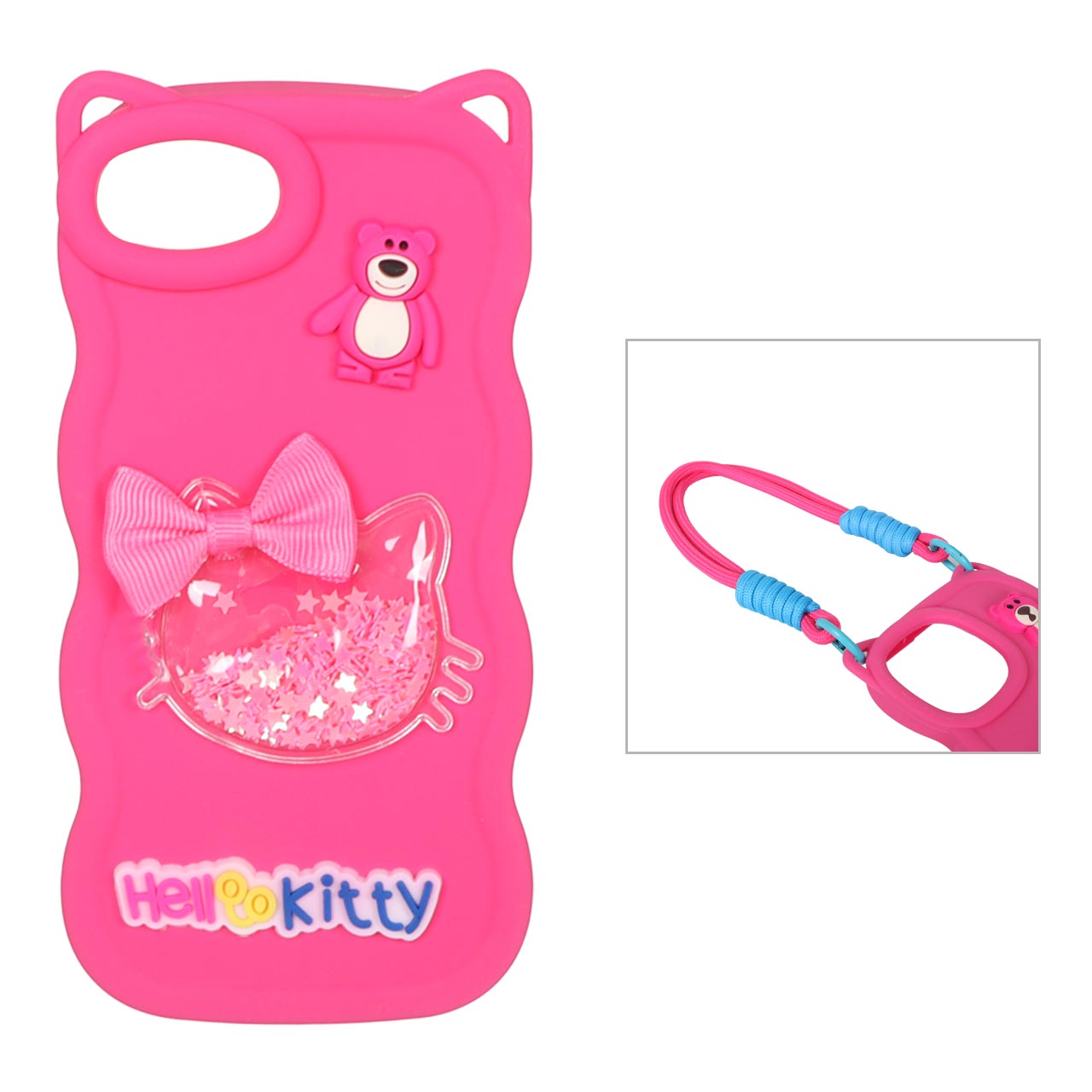 1511248 قاب کنگره ای Kitty آکواریومی با بند مچی Apple iPhone 7 / iPhone 8 / iPhone SE (2020) - سرخابی - تصویر 1