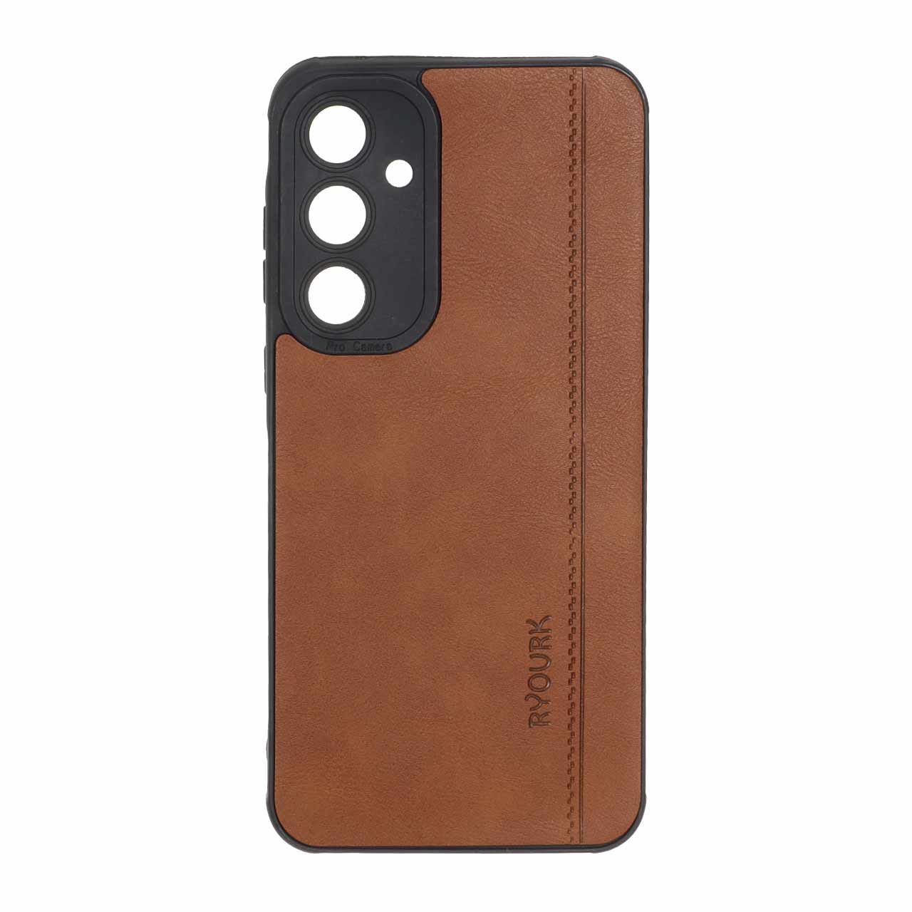 1512254 قاب طرح چرم RYOURK مدل Samsung Galaxy A35 - قهوه ای تیره - تصویر 1
