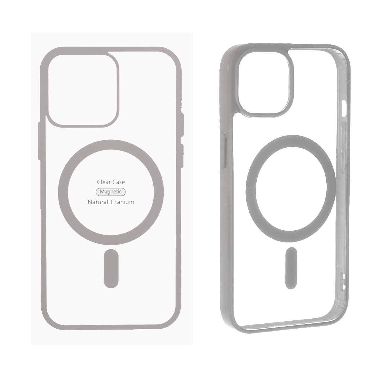 1520618 قاب شفاف دور رنگی Apple iPhone 13 / iPhone 14 با قابلیت شارژ MagSafe - طوسی (پک دار) - CHJ - تصویر 1