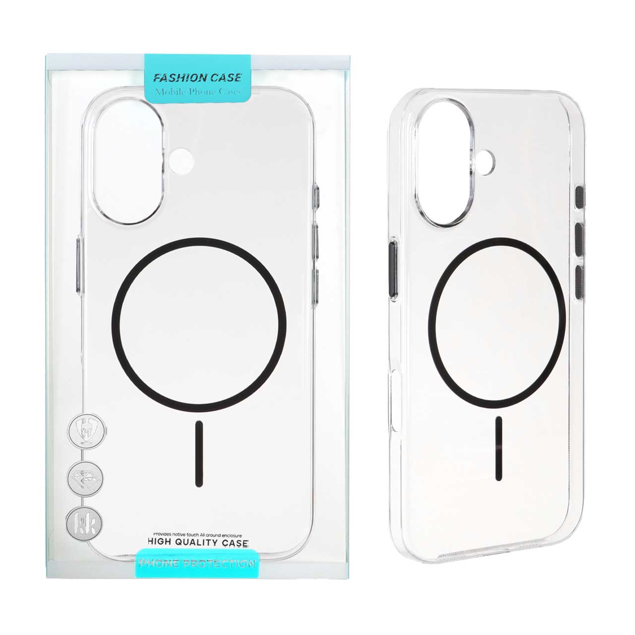 1520888 قاب شفاف MagSafe دکمه فلزی Apple iPhone 16 - مشکی (پک دار) - تصویر 1