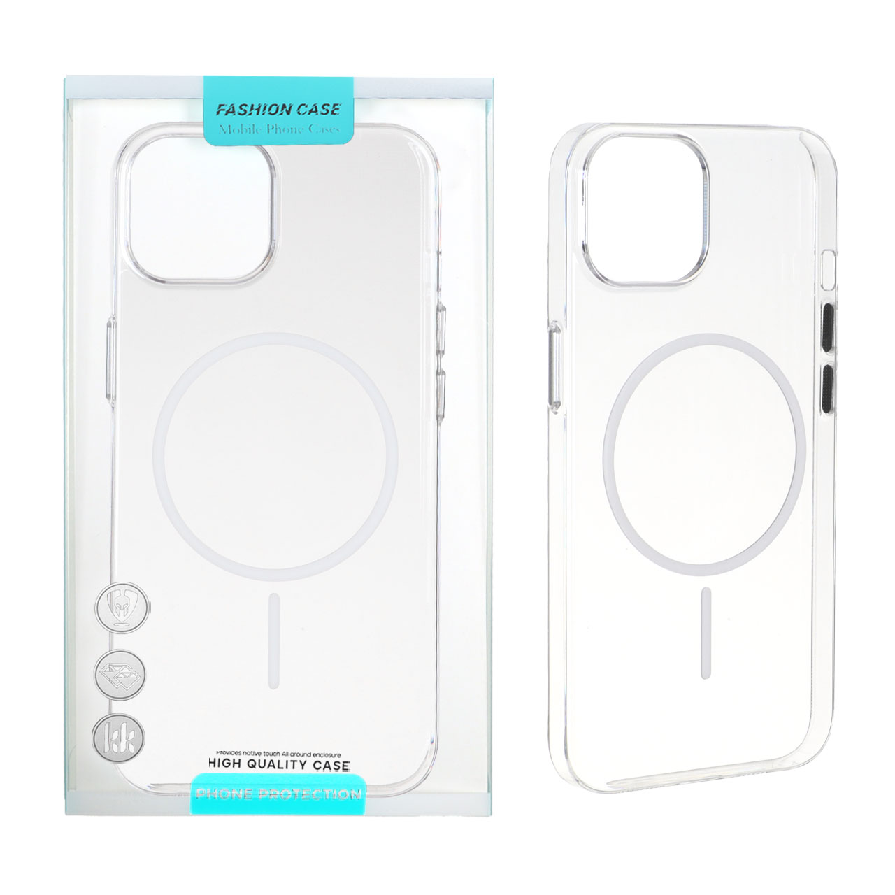 1520914 قاب شفاف MagSafe دکمه فلزی Apple iPhone 13 / iPhone 14 - سفید (پک دار) - تصویر 1