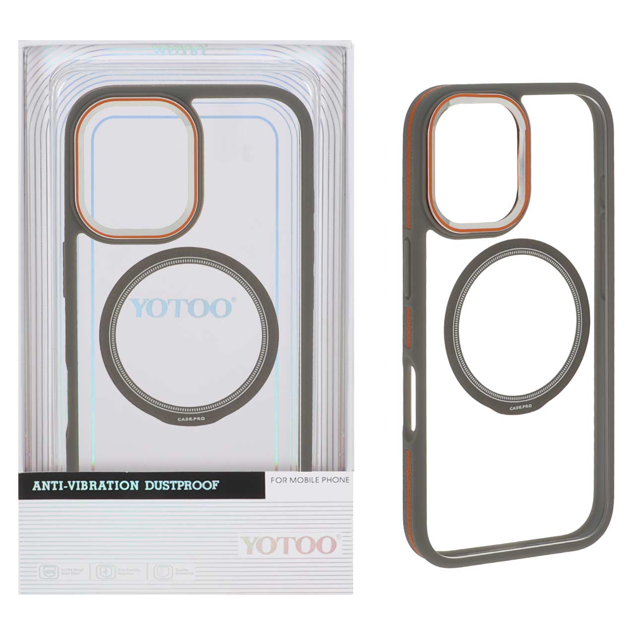 1521080 قاب اورجینال Yotoo شفاف MagSafe لنز فلزی Apple iPhone 16 - خاکستری (پک دار) - NTC - تصویر 1