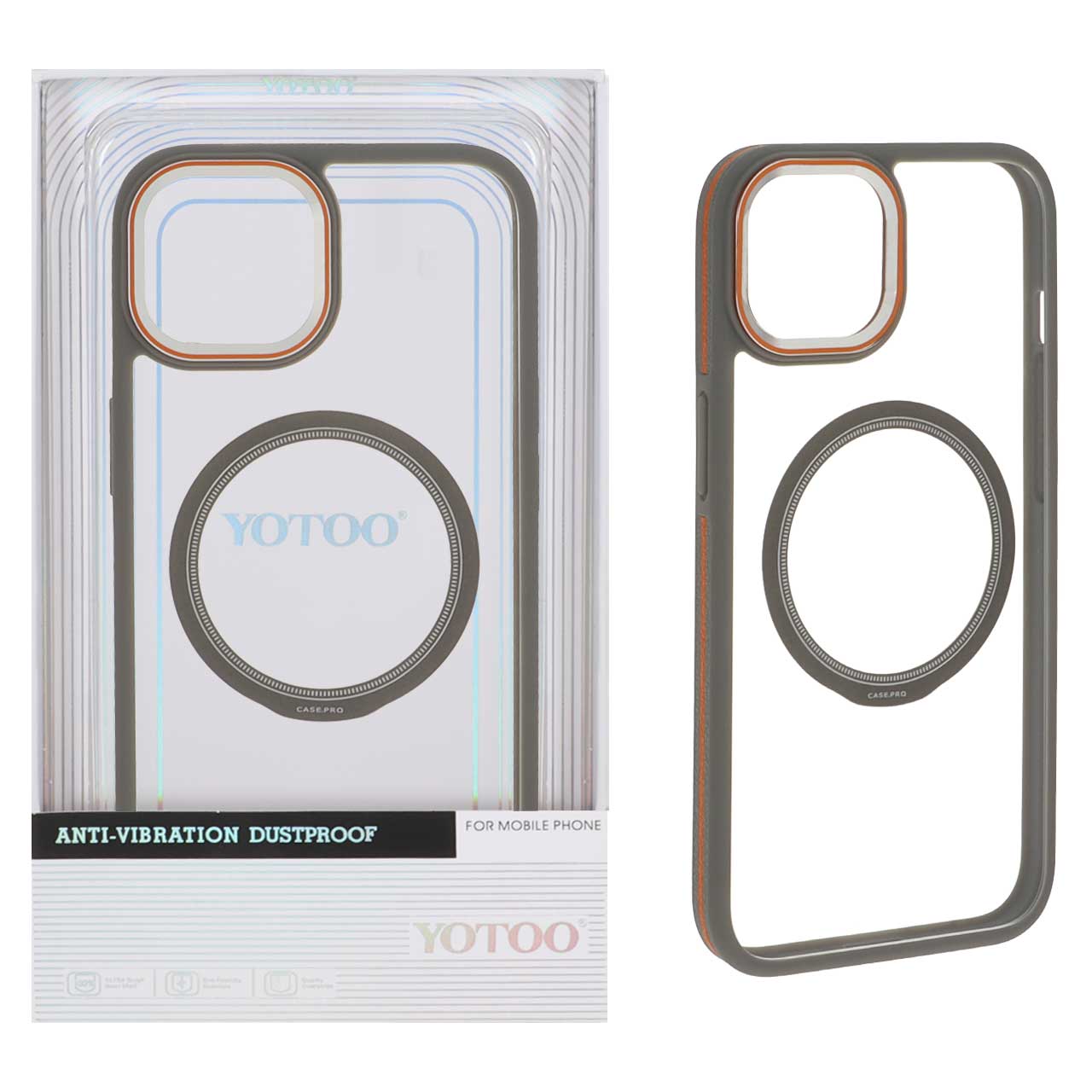 1521090 قاب اورجینال Yotoo شفاف MagSafe لنز فلزی Apple iPhone 13 / iPhone 14 - خاکستری (پک دار) - NTC - تصویر 1