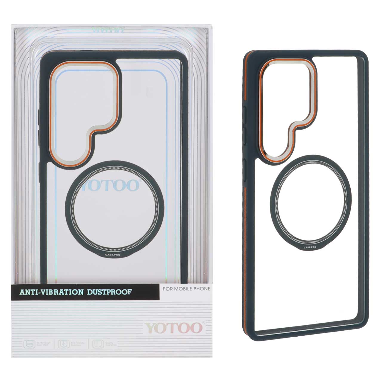 1521114 قاب اورجینال Yotoo شفاف MagSafe لنز فلزی Samsung Galaxy S25 Ultra - سرمه ای (پک دار) - NTC - تصویر 1