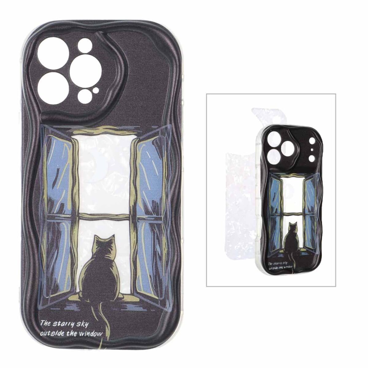 قاب کنگره ای ژله ای شفاف طرح دار با کاور ماربل Apple iPhone 13 Pro Max - کد 21 - تصویر 1