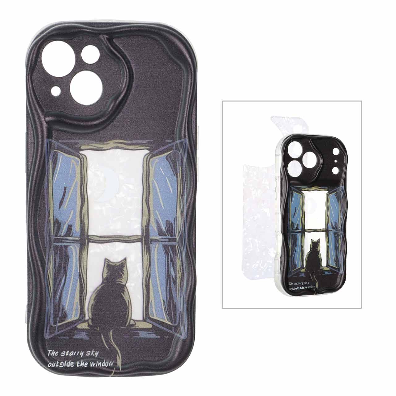 1521854 قاب کنگره ای ژله ای شفاف طرح دار با کاور ماربل Apple iPhone 13 / iPhone 14 - کد 41 - تصویر 1