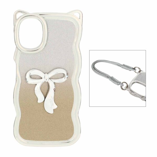 قاب کنگره ای اکلیلی پاپیون دار با بند مچی Samsung Galaxy A06 - طلایی